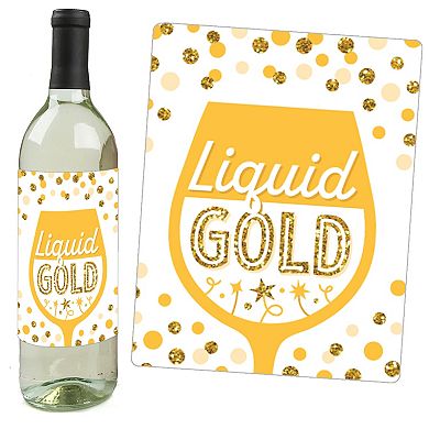 Big Dot Of Happiness Golden Birthdayparty Decorations Wine Bottle Label Stickers - Set Of 4