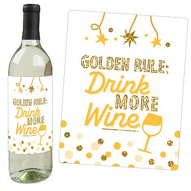 Big Dot Of Happiness Golden Birthdayparty Decorations Wine Bottle Label Stickers - Set Of 4