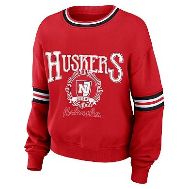 Women's WEAR by Erin Andrews Red Nebraska Huskers Vintage Pullover Sweatshirt