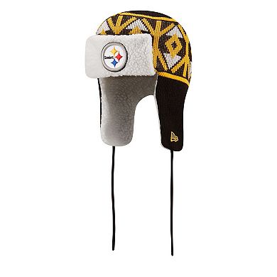 Men's New Era  Black Pittsburgh Steelers  Knit Trapper Hat