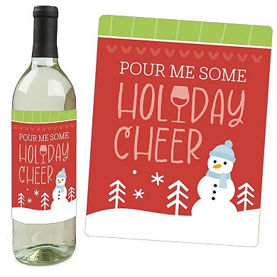 Big Dot of Happiness Colorful Christmas Sweaters - Wine Bottle Label Stickers - Set of 4