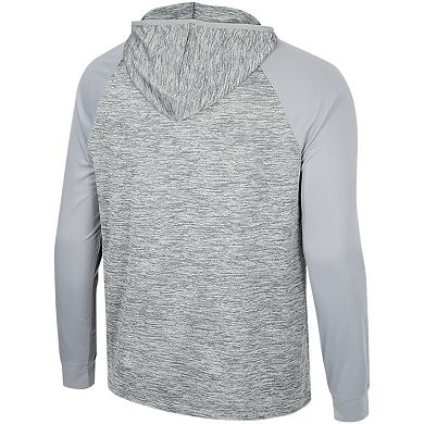 Men's Colosseum Gray Arkansas Razorbacks Cybernetic Raglan Quarter-Zip Hooded Top