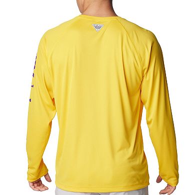 Men's Columbia Gold LSU Tigers Terminal Tackle Omni-Shade Raglan Long Sleeve T-Shirt