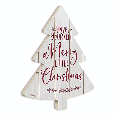 18" White and Red "Merry Little Christmas" Hanging Tree Wall Decor