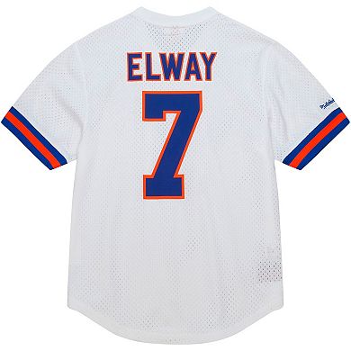 Men's Mitchell & Ness John Elway White Denver Broncos Retired Player Name & Number Mesh Top