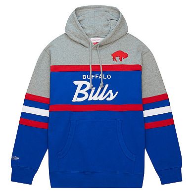 Men's Mitchell & Ness Royal/Heather Gray Buffalo Bills Head Coach Pullover Hoodie