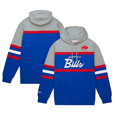 Men's Mitchell & Ness Royal/Heather Gray Buffalo Bills Head Coach Pullover Hoodie