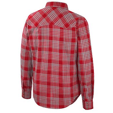 Men's Colosseum x Wrangler  Red Georgia Bulldogs Plaid Western Long Sleeve Full-Snap Shirt