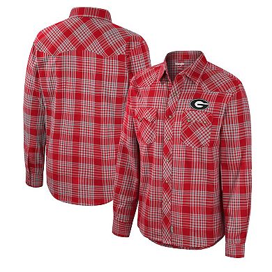 Men's Colosseum x Wrangler  Red Georgia Bulldogs Plaid Western Long Sleeve Full-Snap Shirt