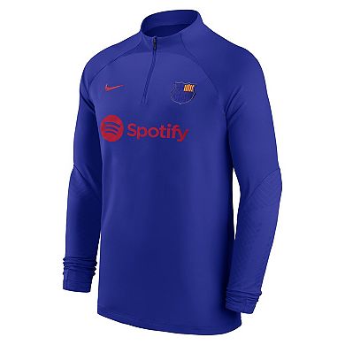 Men's Nike Blue Barcelona 2022/23 Strike Drill Performance Quarter-Zip Long Sleeve Top