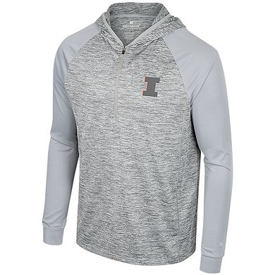 Men's Colosseum Gray Illinois Fighting Illini Cybernetic Raglan Quarter-Zip Hooded Top