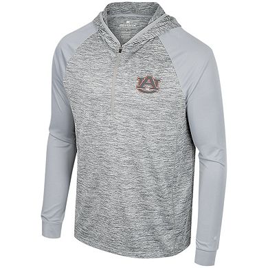 Men's Colosseum Gray Auburn Tigers Cybernetic Raglan Quarter-Zip Hooded Top