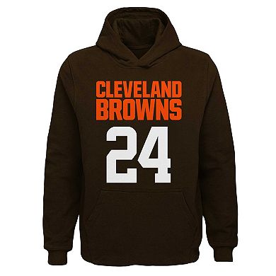 Youth Nick Chubb Brown Cleveland Browns Mainliner Player Name & Number Pullover Hoodie