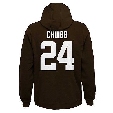 Youth Nick Chubb Brown Cleveland Browns Mainliner Player Name & Number Pullover Hoodie