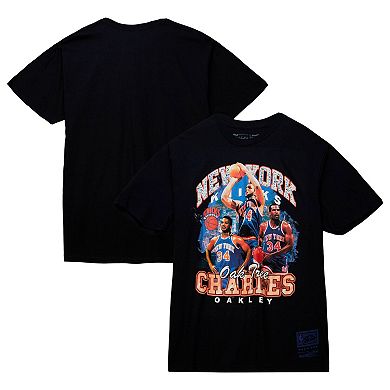Men's Mitchell & Ness Charles Oakley Black New York Knicks Hardwood Classics Bling Concert Player T-Shirt