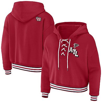 Women's WEAR by Erin Andrews Red Atlanta Falcons Lace-Up Pullover Hoodie