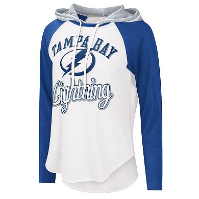 Women's G-III Sports by Carl Banks White/Blue Tampa Bay Lightning MVP Raglan Lightweight Hooded T-Shirt