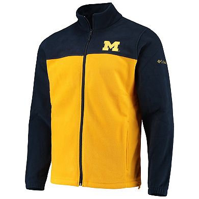 Men's Columbia Navy/Maize Michigan Wolverines Flanker III Fleece Team Full-Zip Jacket