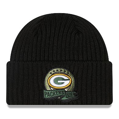 Men's New Era Black Green Bay Packers 2022 Salute To Service Knit Hat