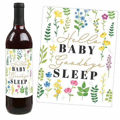 Big Dot Of Happiness Wildflowers Baby Boho Floral Baby Shower Wine Bottle Label Stickers 4 Ct