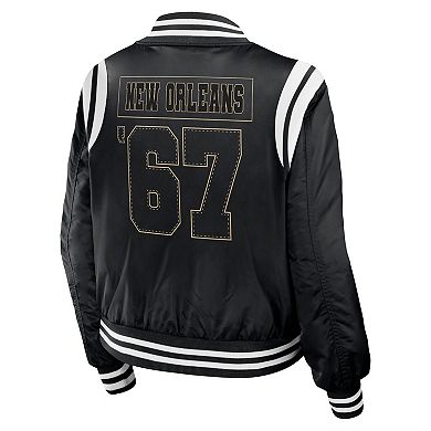 Women's WEAR by Erin Andrews Black New Orleans Saints Bomber Full-Zip Jacket