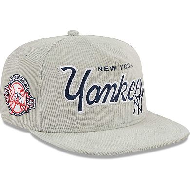 Men's New Era Gray New York Yankees Corduroy Golfer Adjustable Hat