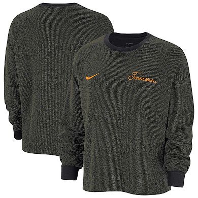 Women's Nike  Black Tennessee Volunteers Yoga Script Pullover Sweatshirt