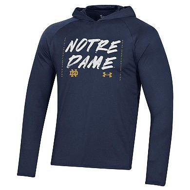Under Armour Navy Notre Dame Fighting Irish 2023 On Court Bench Shooting Long Sleeve Hoodie T-Shirt
