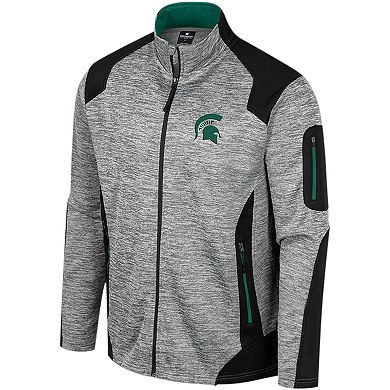 Men's Colosseum Gray Michigan State Spartans Silberman Color Block Full-Zip Jacket