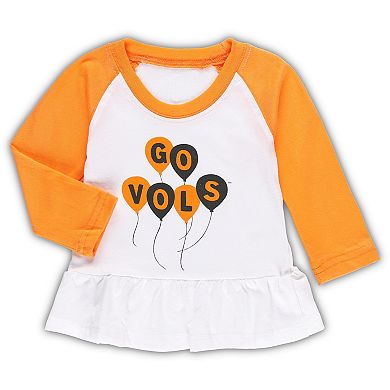 Girls Infant Wes & Willy Tennessee Orange/White Tennessee Volunteers Balloon Raglan 3/4-Sleeve T-Shirt & Leggings Set