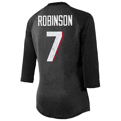 Women's Majestic Threads Bijan Robinson Black Atlanta Falcons Player Name & Number Tri-Blend 3/4-Sleeve Fitted T-Shirt