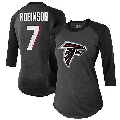 Women's Majestic Threads Bijan Robinson Black Atlanta Falcons Player Name & Number Tri-Blend 3/4-Sleeve Fitted T-Shirt