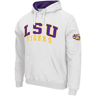 Men's Colosseum White LSU Tigers Double Arch Pullover Hoodie