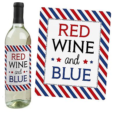 Big Dot Of Happiness 4th Of July - Independence Day Decor - Wine Bottle Label Stickers - 4 Ct