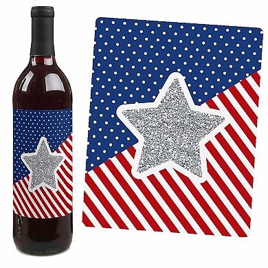 Big Dot Of Happiness 4th Of July - Independence Day Decor - Wine Bottle Label Stickers - 4 Ct