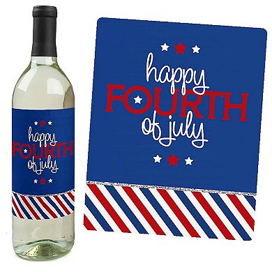 Big Dot Of Happiness 4th Of July - Independence Day Decor - Wine Bottle Label Stickers - 4 Ct