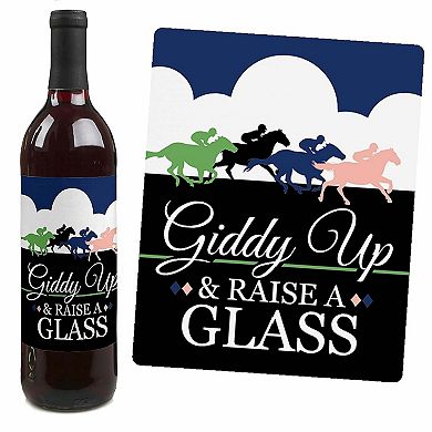 Big Dot Of Happiness Kentucky Horse Derby - Horse Race Party Wine Bottle Label Stickers 4 Ct
