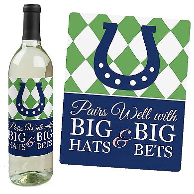 Big Dot Of Happiness Kentucky Horse Derby - Horse Race Party Wine Bottle Label Stickers 4 Ct