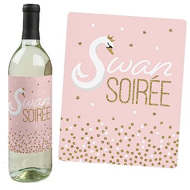 Big Dot Of Happiness Swan Soiree - White Swan Party Decor - Wine Bottle Label Stickers - 4 Ct