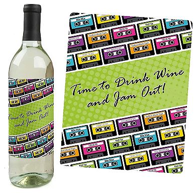 Big Dot Of Happiness 80's Retro - Totally 1980s Party Decor - Wine Bottle Label Stickers 4 Ct