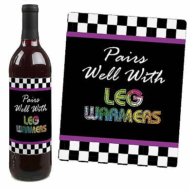 Big Dot Of Happiness 80's Retro - Totally 1980s Party Decor - Wine Bottle Label Stickers 4 Ct