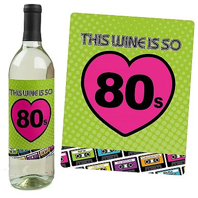 Big Dot Of Happiness 80's Retro - Totally 1980s Party Decor - Wine Bottle Label Stickers 4 Ct