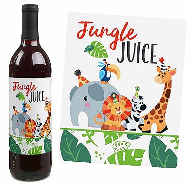 Big Dot Of Happiness Jungle Party Animals Safari Animal Party Wine Bottle Label Stickers 4 Ct