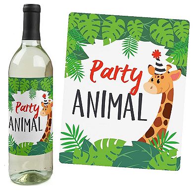 Big Dot Of Happiness Jungle Party Animals Safari Animal Party Wine Bottle Label Stickers 4 Ct