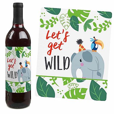 Big Dot Of Happiness Jungle Party Animals Safari Animal Party Wine Bottle Label Stickers 4 Ct