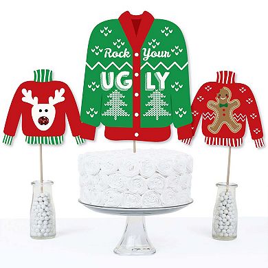 Big Dot Of Happiness Ugly Sweater Holiday Or Christmas Centerpiece Sticks Table Toppers 15 Ct