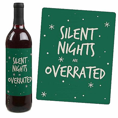 Big Dot Of Happiness Red & Green Christmas - Holiday Decor - Wine Bottle Label Stickers 4 Ct