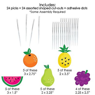 Big Dot Of Happiness Tutti Fruity - Cupcake Toppers Frutti Summer Clear Treat Picks - 24 Ct