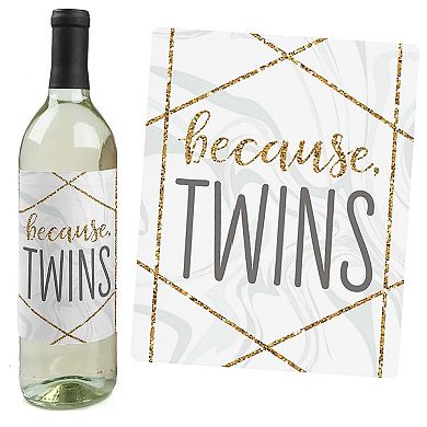 Big Dot Of Happiness It's Twins Gold Twins Baby Shower Decor Wine Bottle Label Stickers 4 Ct