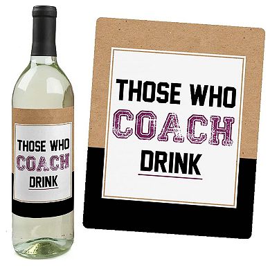 Big Dot Of Happiness Coach Appreciation School & Christmas Wine Bottle Label Stickers 4 Ct